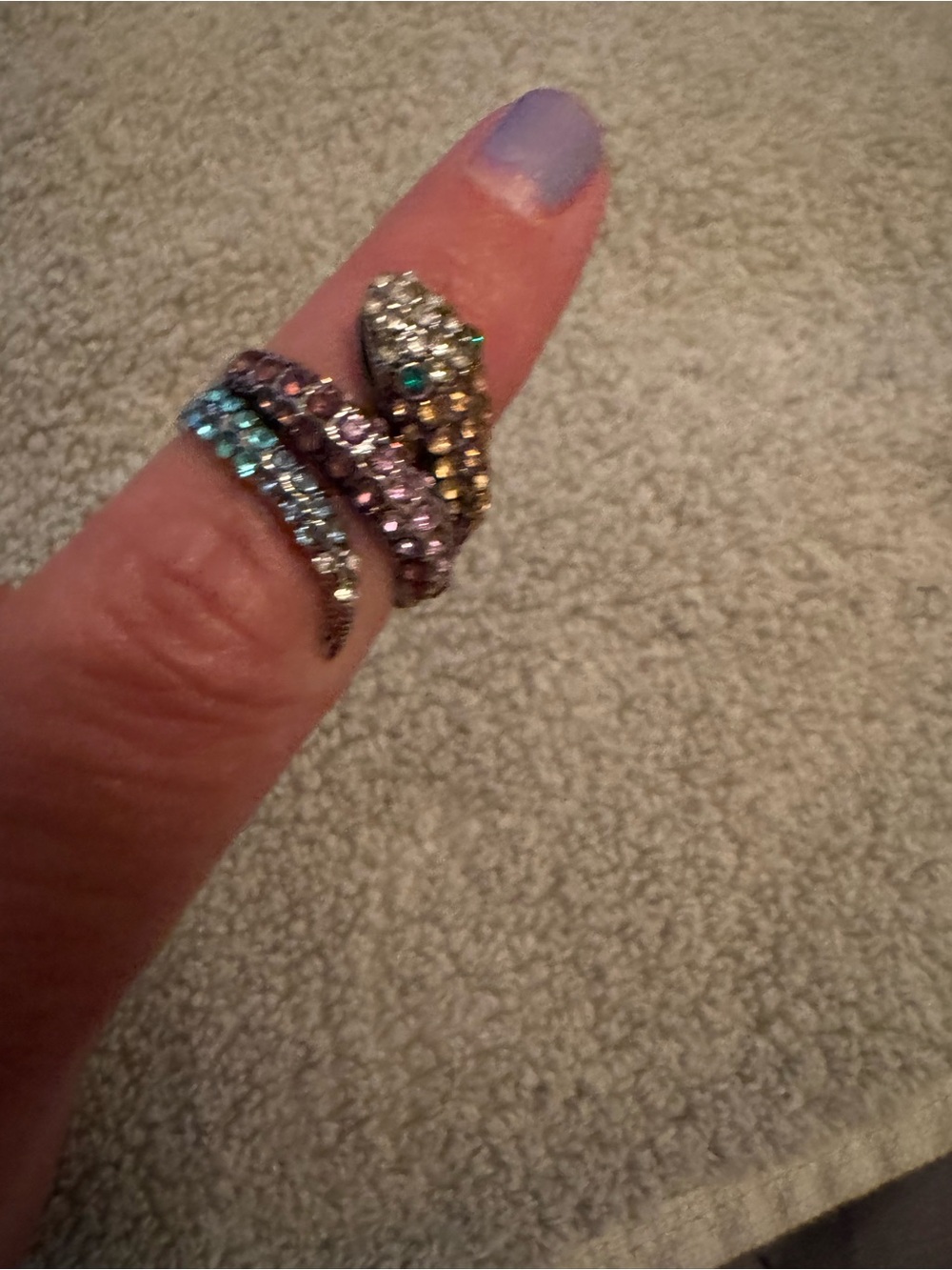 Multi-Color Crystal Snake Wrap Ring - Unbranded